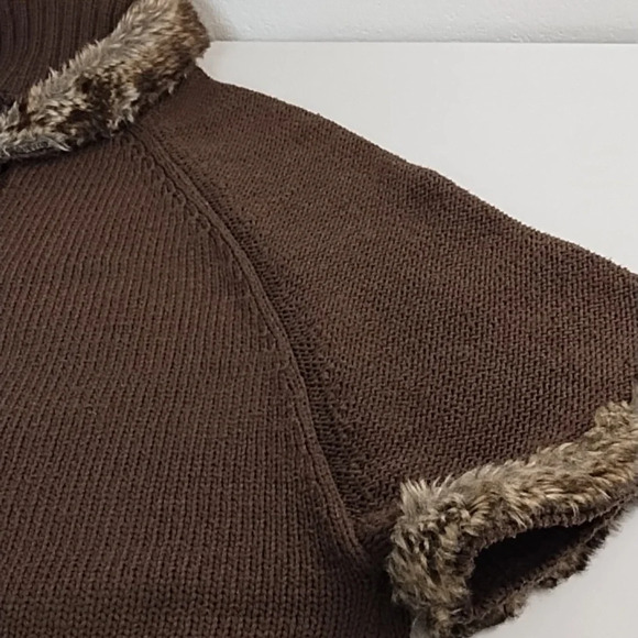 Daisy Fuentes Brown Button-up 3/4 Sleeve Faux Fur Trimmed Cardigan Jacket - Picture 10 of 17